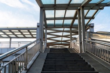 railing and stairs of pedestrian overpass