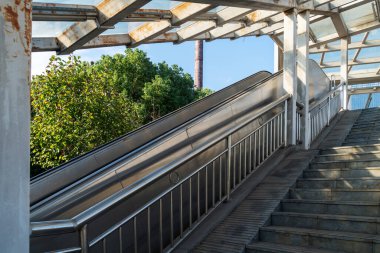 railing and stairs of pedestrian overpass