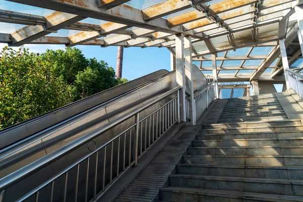 railing and stairs of pedestrian overpass