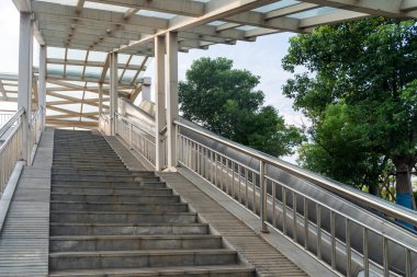 railing and stairs of pedestrian overpass