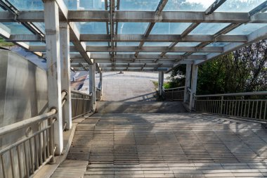 railing and stairs of pedestrian overpass