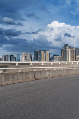 Shanghai Lujiazui, Çin 'de sokak manzarası..