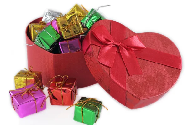 Heart and  Gift Box  red. — Stock Photo, Image