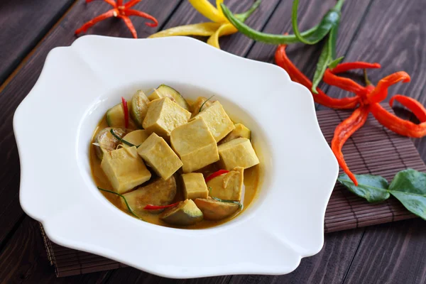 Zöld curry Tofu növényi élelmiszer. — Stock Fotó