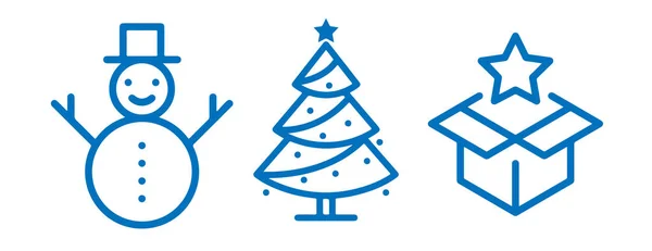 Conjunto Iconos Planos Navidad Sobre Fondo Blanco —  Fotos de Stock