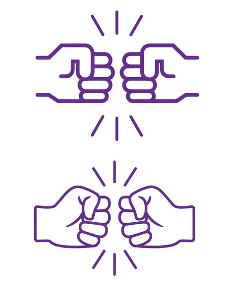 Uścisk Dłoni Uderzenie Pięści Zarys Ikony Piktogramem Umowy Lub Partnerstwa — Zdjęcie stockowe