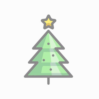 Yıldız ve Süslemelerle Noel Ağacı Düz ve Modern Tasarımlarınız İçin Kullanılabilir Simge ResimleriName
