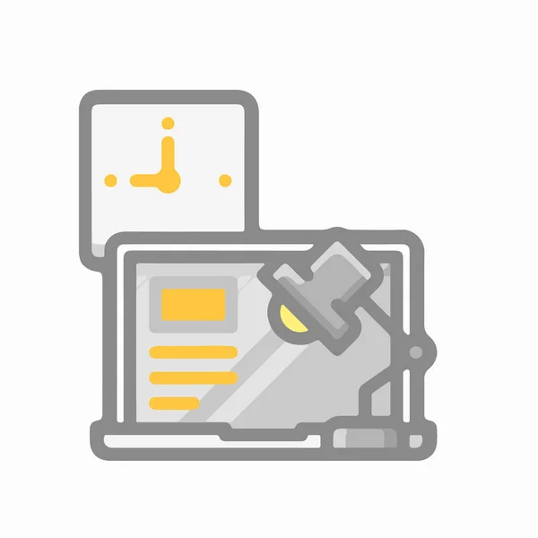 Tischleuchte Laptop Uhr Icon Symbol Illustration Flachen Und Modernen Stil — Stockfoto