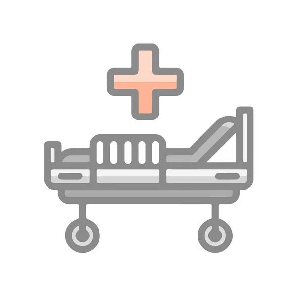 Illustrazione Del Simbolo Dell Icona Del Letto Ospedale Stile Piatto — Foto Stock
