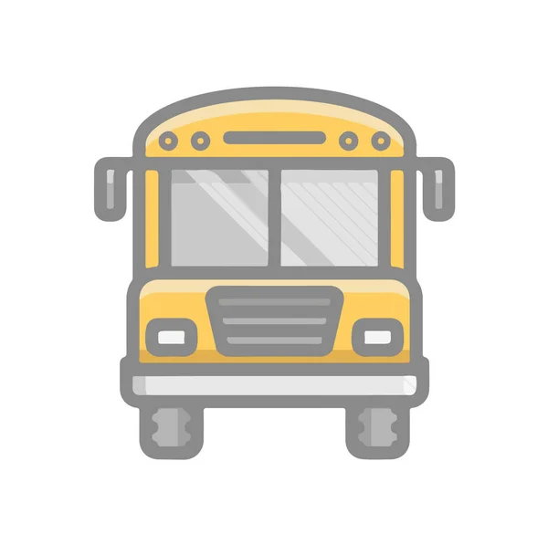 Gele School Bus Lijn Omlijnd Pictogram Symbool Illustratie Vlakke Ontwerp — Stockfoto