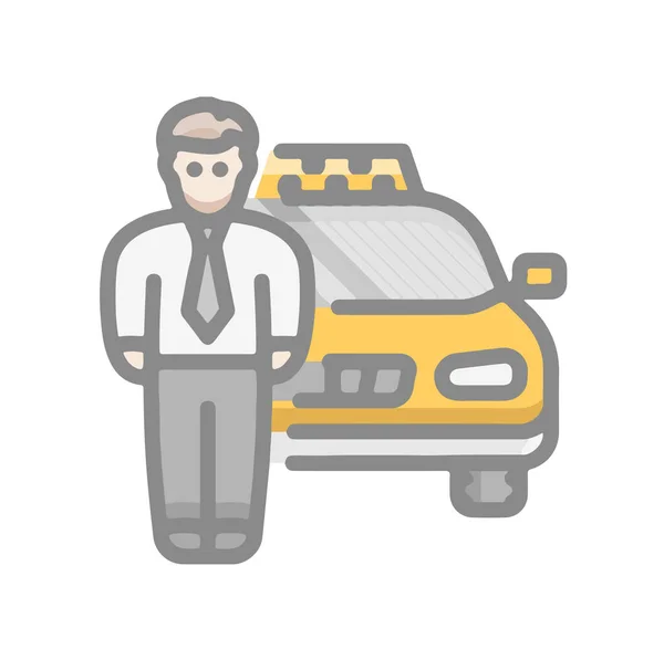 Illustration Symbole Icône Chauffeur Taxi Dans Design Plat Les Styles — Photo