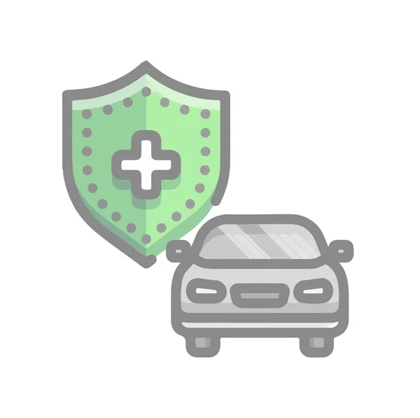 Autó Biztonsági Ikon Szimbólum Lapos Tervezés Szürke Zöld Szín — Stock Fotó