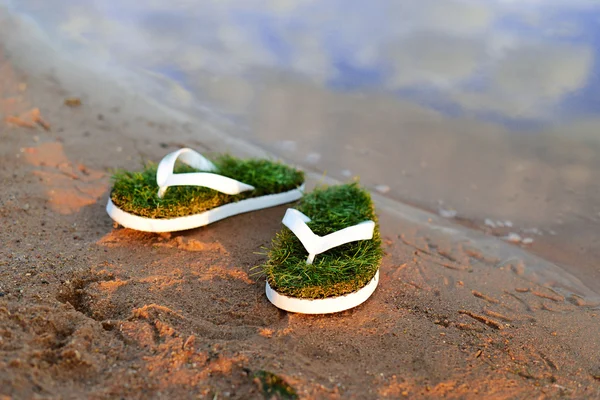Flip-flops on the sand — Stock Photo, Image