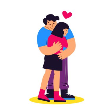 Genç ve romantik bir çift sarılıyor. Aşık güzel bir çift. Valentine konsepti.