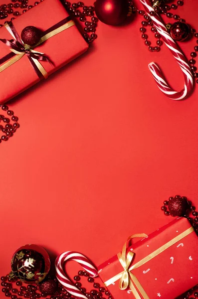 Plantilla Navidad Para Diseño Gráfico Regalos Navidad Decoraciones Sobre Fondo — Foto de Stock