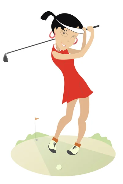 Donna sta giocando a golf — Vettoriale Stock