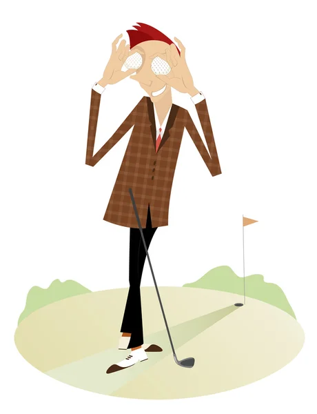 Golfista sosteniendo bolas — Vector de stock