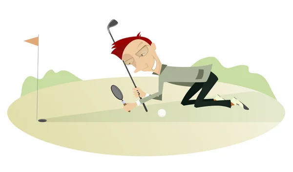 Golfista buscando camino para la pelota — Vector de stock