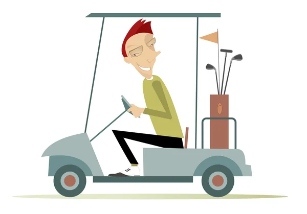 Mann im Golfwagen — Stockvektor