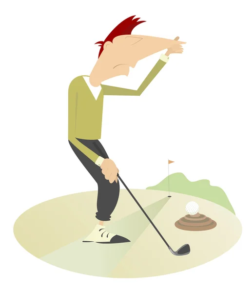 Boule de golf frappe dans le fumier — Image vectorielle