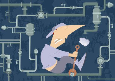 Mekanik boru inşaat illüstrasyon onarır