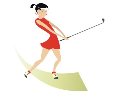 genç kadın golf oynuyor