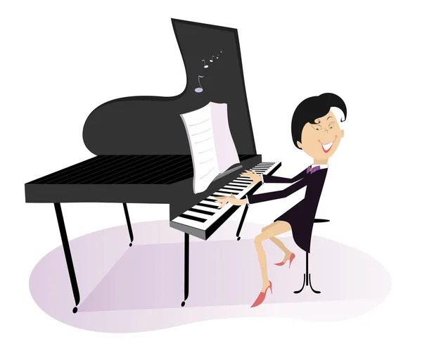 El pianista sonriente toca música — Vector de stock