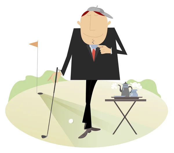 Kávészünet, a golfpálya — Stock Vector