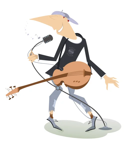 Singing man with guitar — Stock Vector