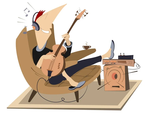 Guitarrista divertido — Vector de stock