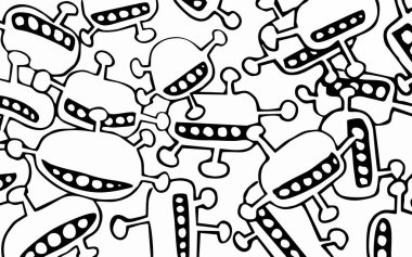 Beyaz üzerine siyah, soyut, pürüzsüz desen. Tasarım için kusursuz çizgili el çizimi arkaplanı 