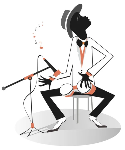 Afro American Percussionist Illustration Afro American Percussionist Playing Music Great — Stock Vector