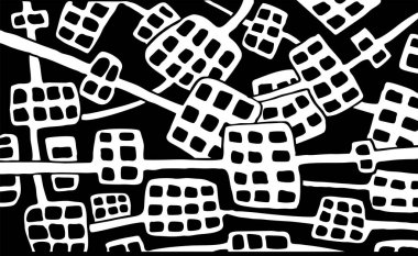 Beyaz üzerine siyah, soyut, pürüzsüz desen. Tasarım için kusursuz el çizimi arkaplanı 