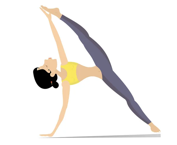 Spor Yoga Egzersizleri Yapan Kıvrak Vücutlu Genç Bir Kadın Kıvrak — Stok Vektör