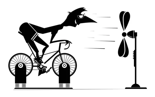 Trens Ciclistas Casa Ilustração Bicicleta Exercício Ciclista Homem Monta Bicicleta — Vetor de Stock