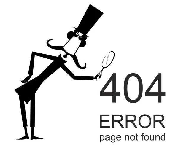 Error 404 Page Found Concept Illustration Webpage Banner Long Mustache — Stock Vector