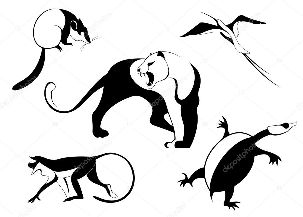 Decor animal silhouette illustration collection for design