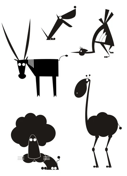 Arte siluetas animales — Vector de stock