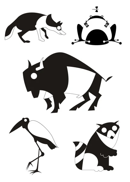 Arte siluetas animales — Vector de stock