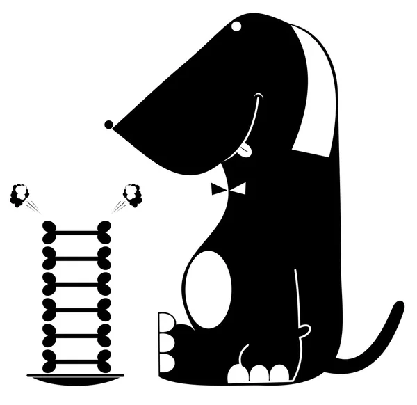 Комическая собака смотрит на кости — стоковый вектор