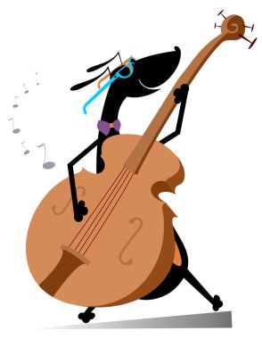 Karikatür köpek kontrbas üzerinde çalış