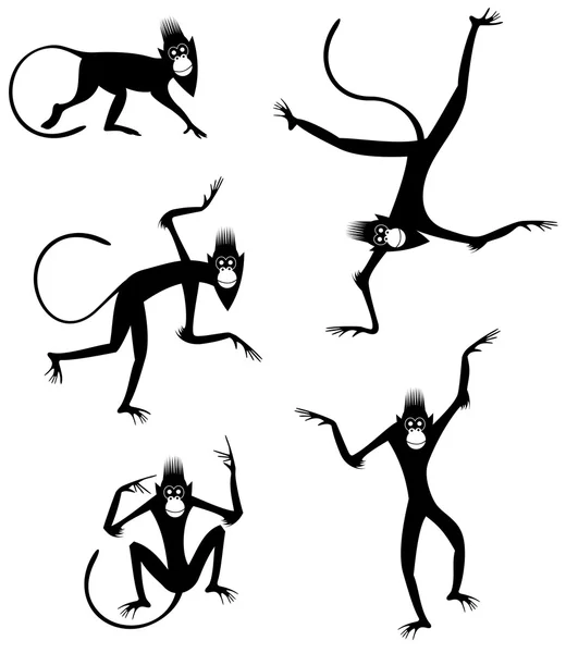 Monkey original art silhouette set — Stock Vector