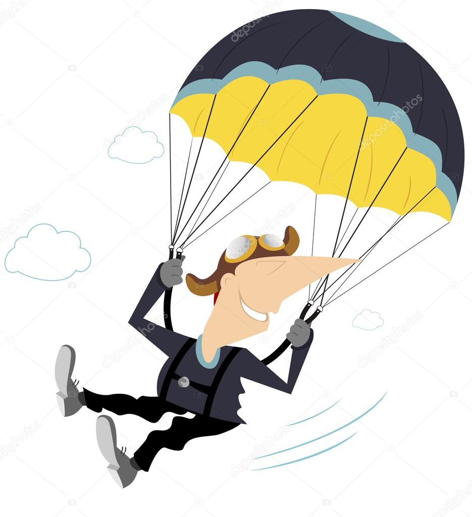 Comic skydiver getting enjoyment