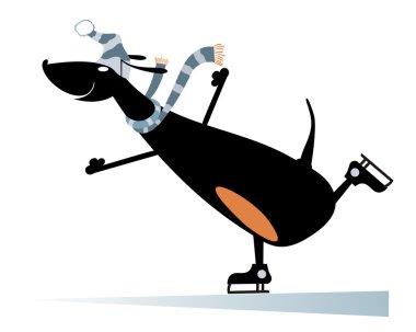 Cartoon dachshund goes skating