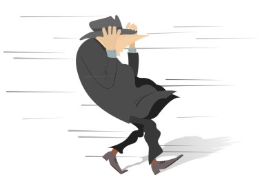 Man tries to keep a hat