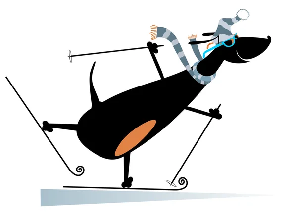 Cartoon dog a skier — Stockvector
