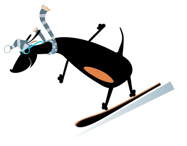 Cão de desenhos animados um snowboarder — Vetor de Stock