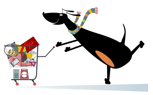 El perro está de compras — Vector de stock