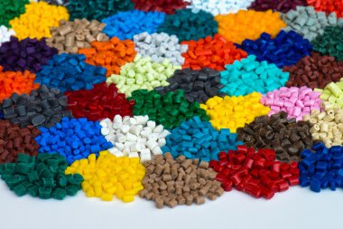 Dyed polymer resins for injection moulding clipart