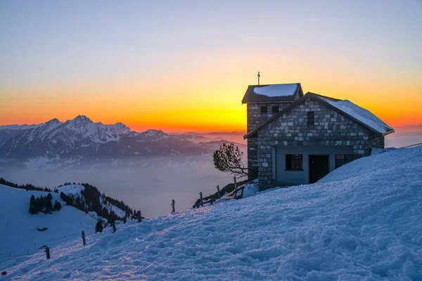 Puesta de sol en Rigi-Kulm, Suiza — Foto de Stock